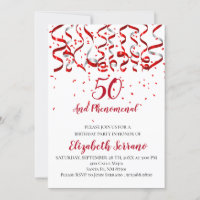 Fita Vermelha E Prateada e Confetti Vermelho 50º A