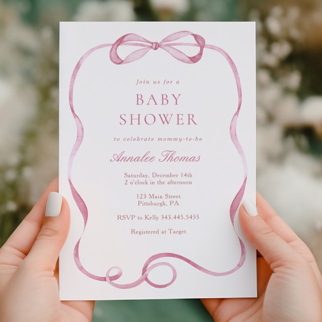 Convites Fitas cor-de-rosa e Chá de fraldas de Arcos (Criador carregado)