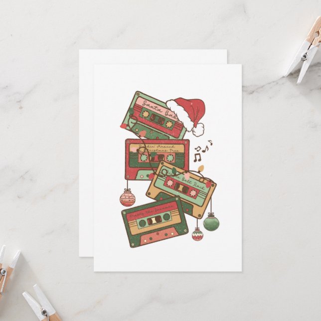 Convites Fitas de Cassete de Música de Natal (Frente/Verso In Situ)