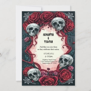 Convites Fitas e Rosas Casamento Gótico