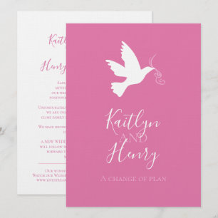 Convites Fitas rosa de pomba branca mudam os planos de casa