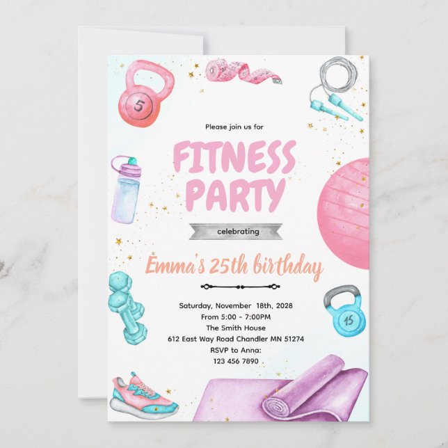 Convites Fitness gymnastic party theme invitation (Frente)