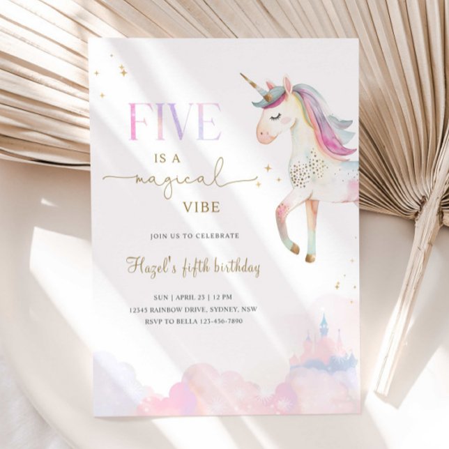 Convites Five Is A Magical Vibe Unicorn Birthday Party (Criador carregado)