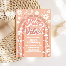 Convites Five Is A Vibe Groovy Retro 5th Birthday