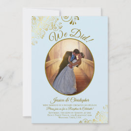 Convites Fizemos! Recepção de casamento de rendas azul e Do