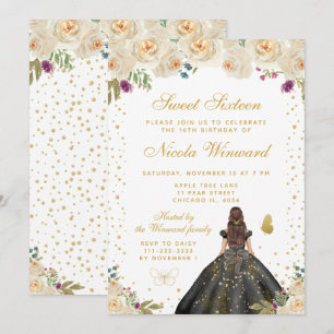 Convites Fla Floral Morena Princesa Doce Dezesseis
