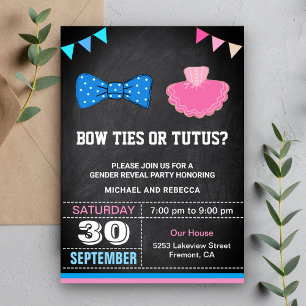 Convites Fla-Ties ou Tutus Festa de Revelação de Gênero