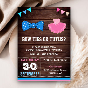 Convites Fla-Ties ou Tutus Festa de Revelação de Gênero