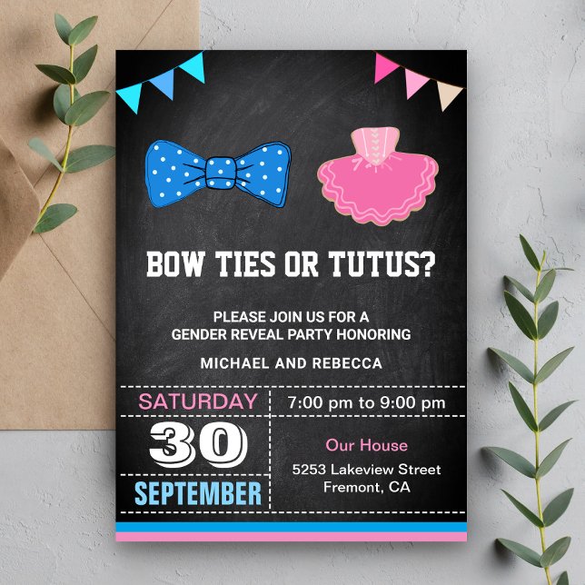 Convites Fla-Ties ou Tutus Festa de Revelação de Gênero (Criador carregado)