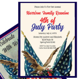 Convites Flag and Eagle 4th of July Family Reunion Party