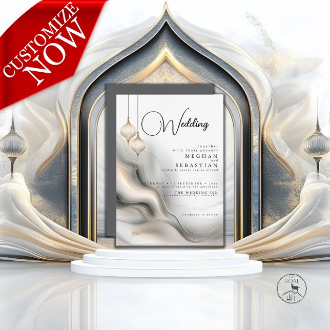 Convites Flair Arábico Exótico e Dourado (Criador carregado)