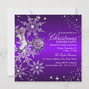 Convites Flair de Cristal Roxo Floco de Neve Jantar de Nata