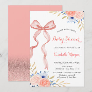 Convites Flair de Laço Flores Bokeh Baby Shower