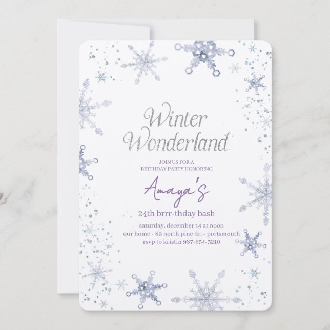 Convites Flakes Frame Winter Birthday Bash Invitation (Frente)
