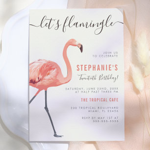 Convites Flamingle de vamos Festa de aniversário Flamingo
