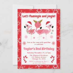 Convites Flamingle e Flamingo Jingle Natal Aniversário