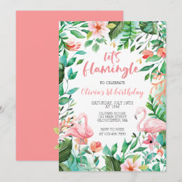 Convites Flamingle Tropical primeiro aniversário flamingo