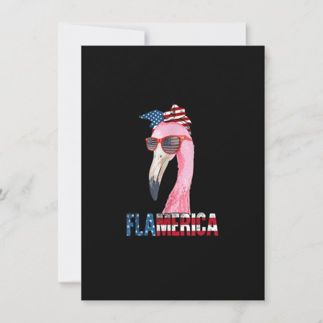 Convites Flamingo 4Th Of July Flamerica Patriotic American  (Frente)