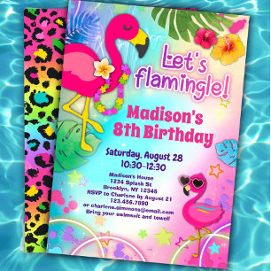 Convites Flamingo, Aniversário - Flamingle de Vamos!