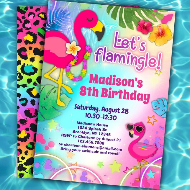Convites Flamingo, Aniversário - Flamingle de Vamos! (Criador carregado)