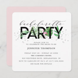 Convites Flamingo Bachelorette de Blush Tropical Moderno