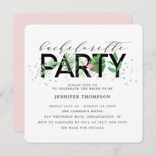 Convites Flamingo Bachelorette de Blush Tropical Moderno