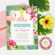 Flamingo Bachelorette Luau, cor-de-abacaxi tropica