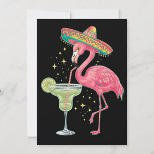 Convites Flamingo Bebendo Margarita Poncho Mexicano Engraça