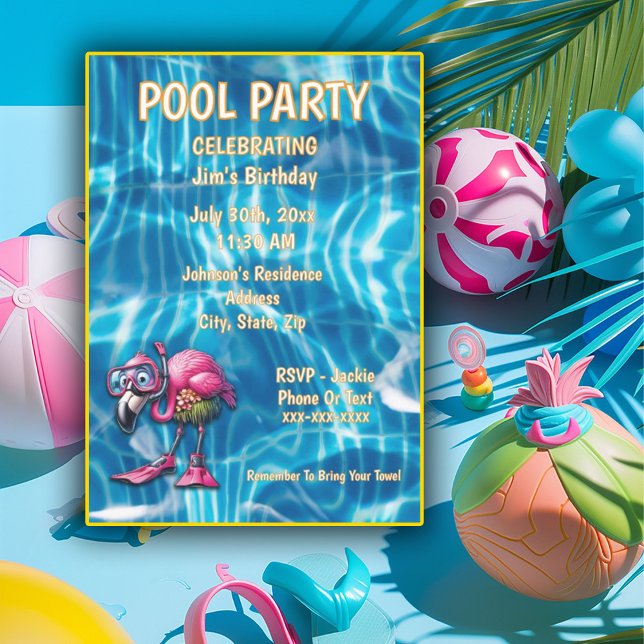 Convites flamingo Birthday, cor-de-rosa-branca (Criador carregado)