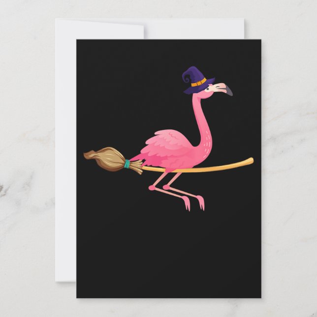 Convites Flamingo | Bruxa Flamingo Divertida Halloween (Frente)
