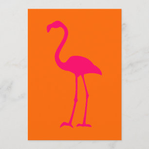 Convites Flamingo cor-de-rosa brilhante sobre laranja