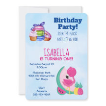 Flamingo cor-de-rosa com Festa de aniversário de F