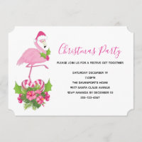 Flamingo cor-de-rosa no Natal Whimsso de Santa Hat