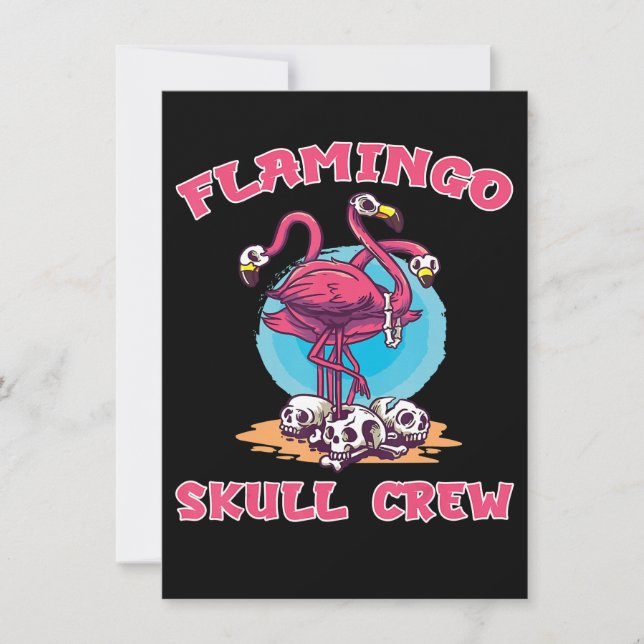 Convites Flamingo | Fantasia de Halloween Flamingo Caveira  (Frente)