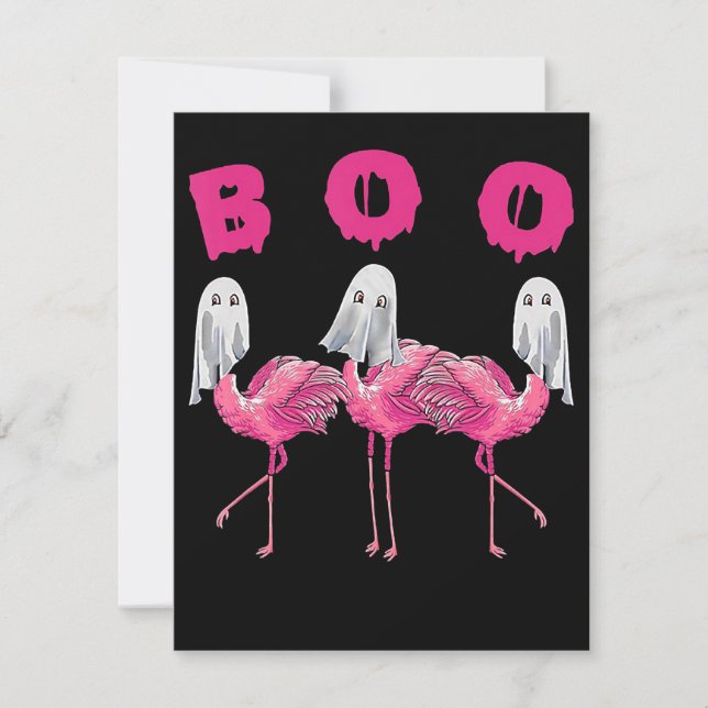 Convites Flamingo| Fantasia do Halloween de Flamingo Boo (Frente)