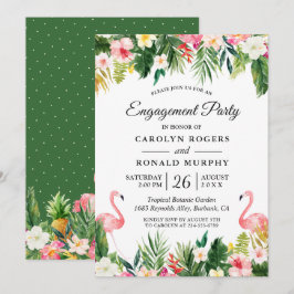 Convites Flamingo Festa de noivado Tropical Folhas Floral