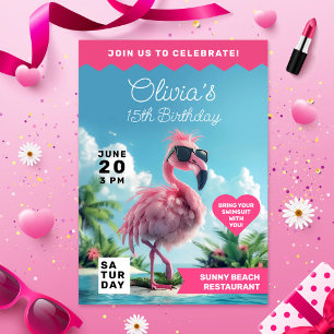 Convites Flamingo Fiesta Beach Bash Extravaganza