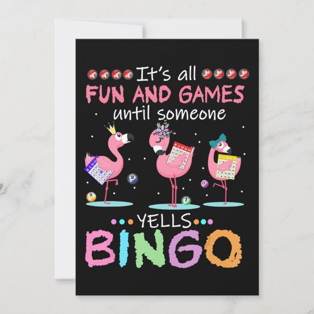 Convites Flamingo | Flaming Bingo Funny (Frente)