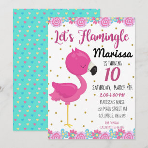 Convites Flamingo, Flamingle Festa de aniversário Invite