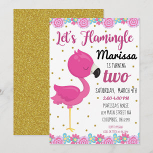 Convites Flamingo, Flamingle Festa de aniversário Invite