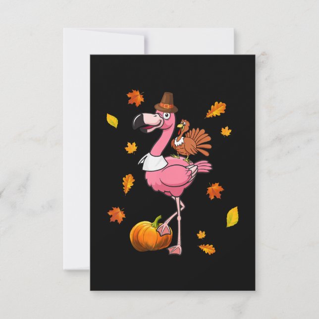 Convites Flamingo | Flamingo Dia de Ação de Graças Hallowee (Frente)