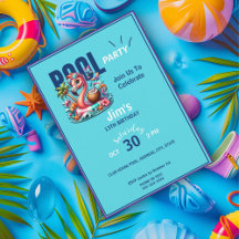 Flamingo Flutuando Na Festa de aniversário Da Pisc