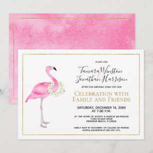 Convites Flamingo Magnolia, Tropical Rosa, Recepção Flora