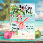 Convites Flamingo Palm Tree Tropical Beach Christmas Party<br><div class="desc">Encantem seus convidados para "Jingle & Flamingle" com este convite de festas de Natal tropical! Apresentando um flamingo cor-de-rosa brincalhão dançando sob uma palmeira de Natal perto do mar, esta design dá vida a vibrações de férias de praia. Perfeito para quem quiser trocar neve por areia nesta temporada de férias,...</div>