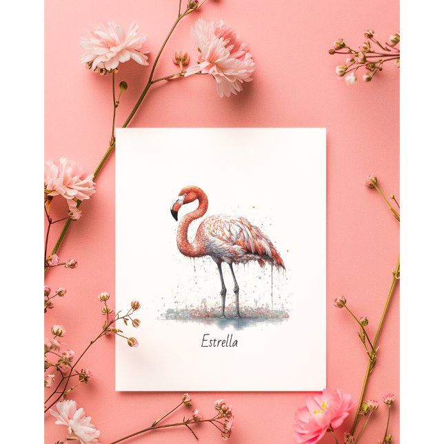 Convites Flamingo Radiance: Watercolor Flamingo, personaliz (Criador carregado)