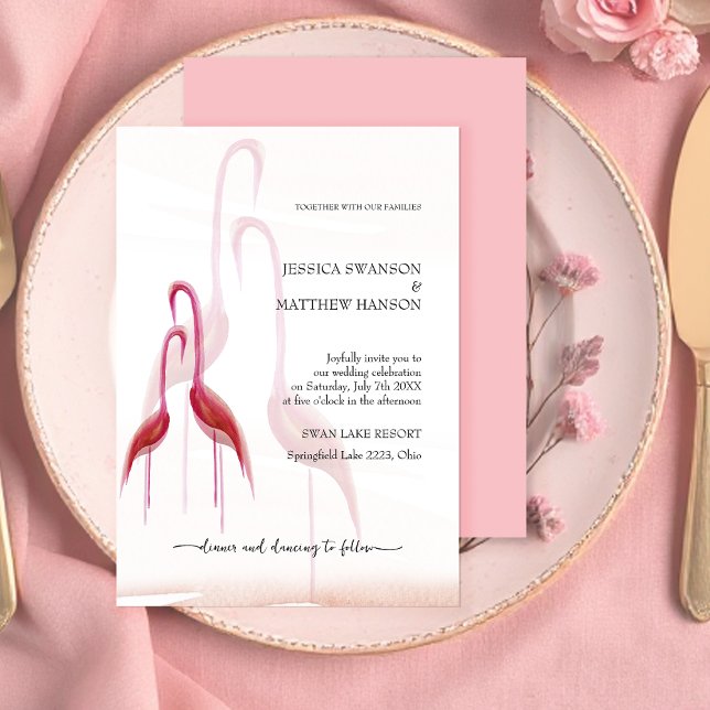 Convites Flamingo Rosa Dourado Exótico (Criador carregado)