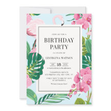 Flamingo rosa e Festa de aniversário tropical orqu