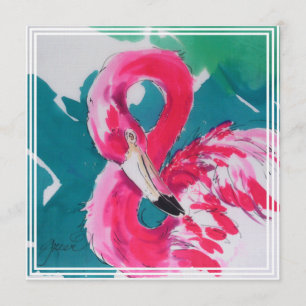 Convites Flamingo Rosa Quente