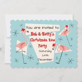 Convites Flamingo Santas Blue escalloped horizontal