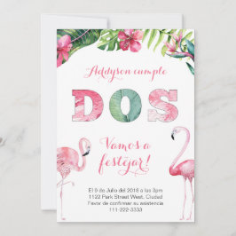 Convites Flamingo segundo aniversário convida para a menina